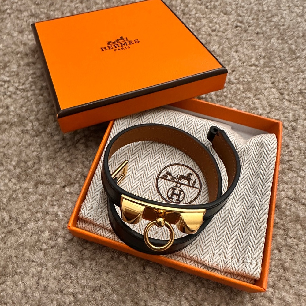 Hermes Cuir Rivale Double Tour Bracelet